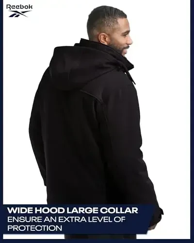 Reebok Softshell Mens Winter Coats - 3 in 1 System Hooded Softshell Windbreaker and Quilted Puffer Winter Jackets for Men - 7