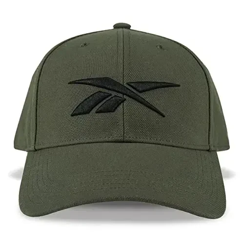 Reebok Vector Baseball Hat | Snapback | Six Panel | Casual | Everyday | Sun Protection | Lightweight | Breathable - Army Green - 1