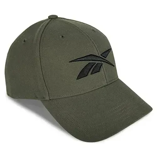 Reebok Vector Baseball Hat | Snapback | Six Panel | Casual | Everyday | Sun Protection | Lightweight | Breathable - Army Green - 4