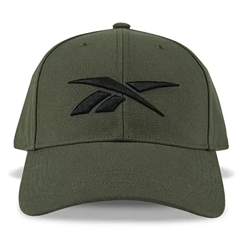 Reebok Vector Baseball Hat | Snapback | Six Panel | Casual | Everyday | Sun Protection | Lightweight | Breathable - Army Green - REEBOK