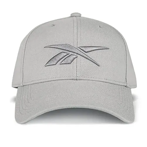 Reebok Vector Baseball Hat | Snapback | Six Panel | Casual | Everyday | Sun Protection | Lightweight | Breathable - Grey - 1