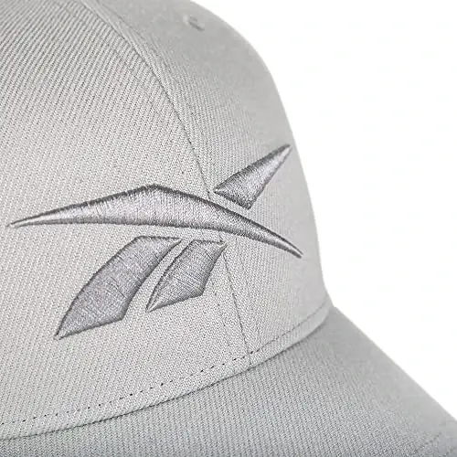 Reebok Vector Baseball Hat | Snapback | Six Panel | Casual | Everyday | Sun Protection | Lightweight | Breathable - Grey - 5
