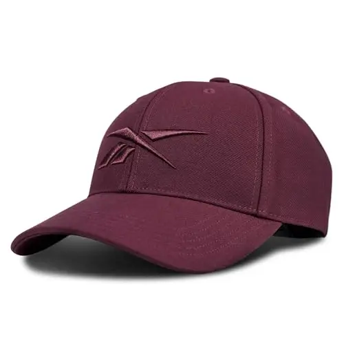 Reebok Vector Baseball Hat | Snapback | Six Panel | Casual | Everyday | Sun Protection | Lightweight | Breathable - Maroon - 5