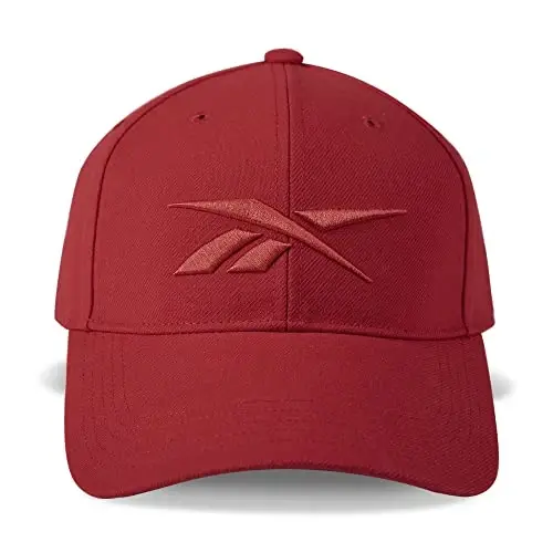 Reebok Vector Baseball Hat | Snapback | Six Panel | Casual | Everyday | Sun Protection | Lightweight | Breathable - Red 