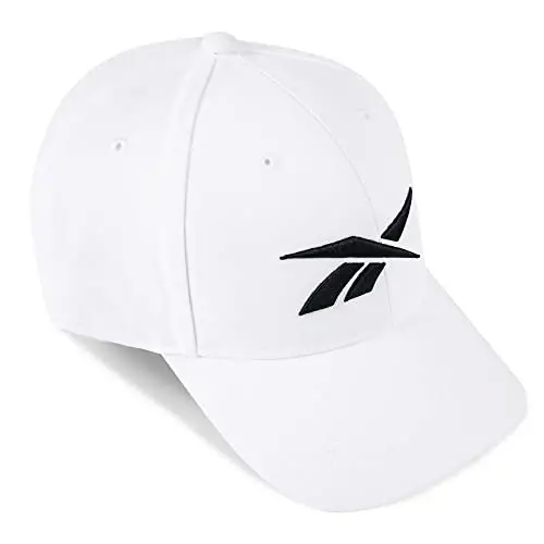 Reebok Vector Baseball Hat | Snapback | Six Panel | Casual | Everyday | Sun Protection | Lightweight | Breathable - White - 4