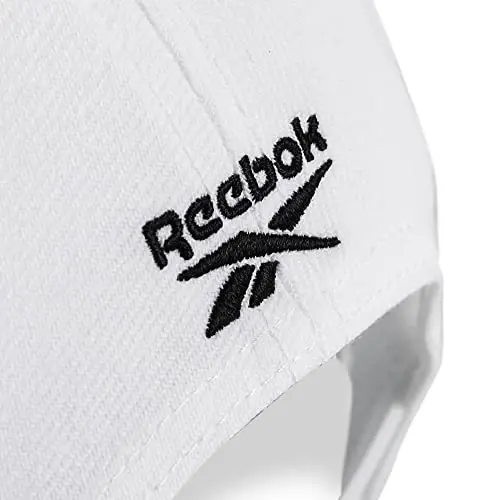 Reebok Vector Baseball Hat | Snapback | Six Panel | Casual | Everyday | Sun Protection | Lightweight | Breathable - White - 6