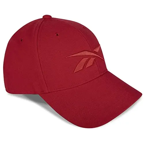 Reebok Vector Baseball Hat | Snapback | Six Panel | Casual | Everyday | Sun Protection | Lightweight | Breathable - Red - 4