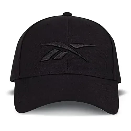 Reebok Vector Baseball Hat | Snapback | Six Panel | Casual | Everyday | Sun Protection | Lightweight | Breathable- Black 