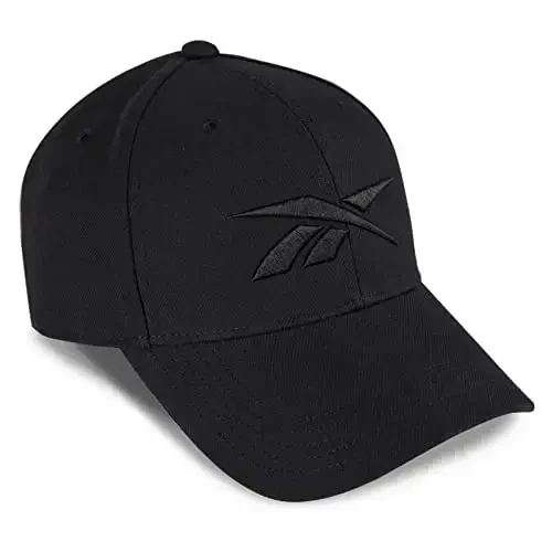 Reebok Vector Baseball Hat | Snapback | Six Panel | Casual | Everyday | Sun Protection | Lightweight | Breathable- Black - 4