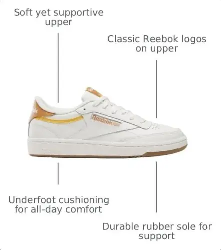 Reebok Women's Club C 85 Sneaker, Chalk/Sunbaked Clay/Collegiate Gold, 9 