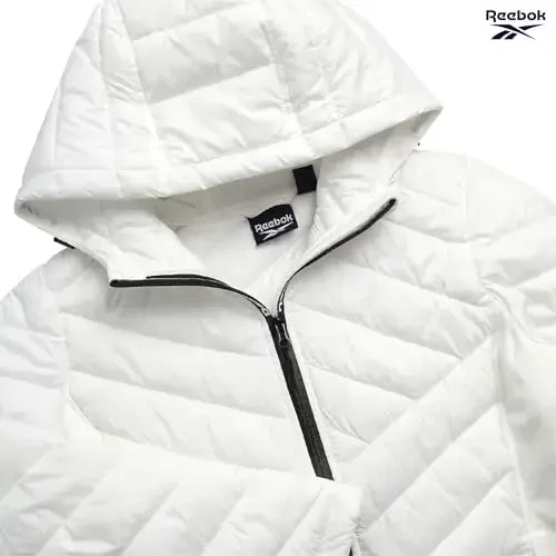 Reebok Womens Jacket - Lightweight Softshell Quilted Jackets for Women Zip Up Hooded Winter Coat Outerwear with Pockets - 5