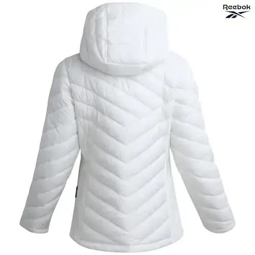 Reebok Womens Jacket - Lightweight Softshell Quilted Jackets for Women Zip Up Hooded Winter Coat Outerwear with Pockets - 6