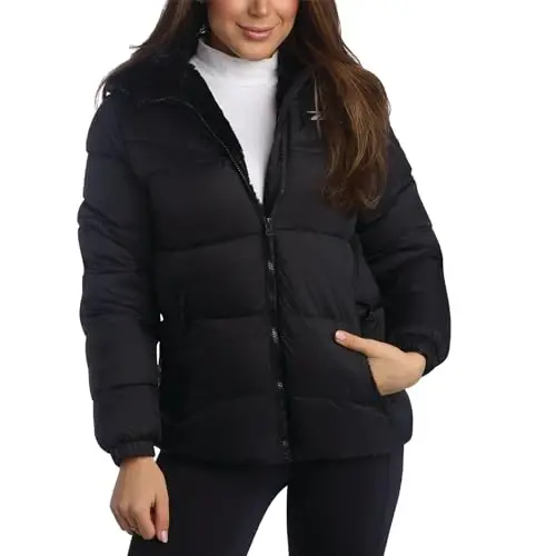 Reebok Womens Puffer Jacket - Heavyweight Quilted Parka Winter Coat - Fully Faux Fur Lined Ski Jacket for Women - 1