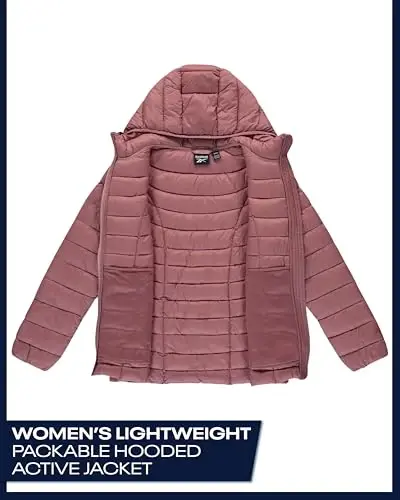 Reebok Womens Puffer Jacket Insulated Quilted Bubble Winter Coat for Women | Lightweight Glacier-Shield, Sleek Weather-Ready Shell, Lycra-Bound Hood Hem, Packs Into a Bag for Easy Travel - 4