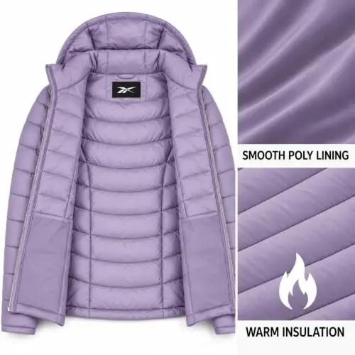 Reebok Womens Puffer Jacket Insulated Quilted Winter Parka Coat | Lightweight Glacier-Shield, Sleek Quilted Shell, Lycra-Bound Hood & Hem, Insulated Warmth, Everyday Mobility - 5
