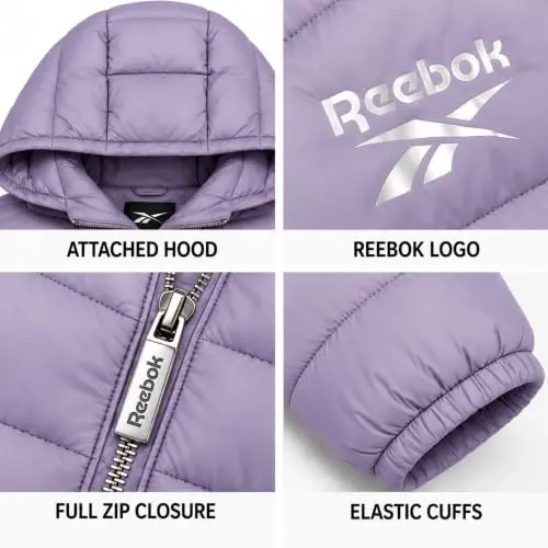 Reebok Womens Puffer Jacket Insulated Quilted Winter Parka Coat | Lightweight Glacier-Shield, Sleek Quilted Shell, Lycra-Bound Hood & Hem, Insulated Warmth, Everyday Mobility - 6