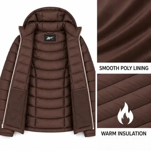 Reebok Womens Puffer Jacket Insulated Quilted Winter Parka Coat | Lightweight Glacier-Shield, Sleek Quilted Shell, Lycra-Bound Hood & Hem, Insulated Warmth, Everyday Mobility - 5