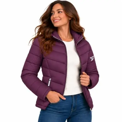 Reebok Womens Puffer Jacket Insulated Quilted Winter Parka Coat | Lightweight Glacier-Shield, Sleek Quilted Shell, Lycra-Bound Hood & Hem, Insulated Warmth, Everyday Mobility - 2