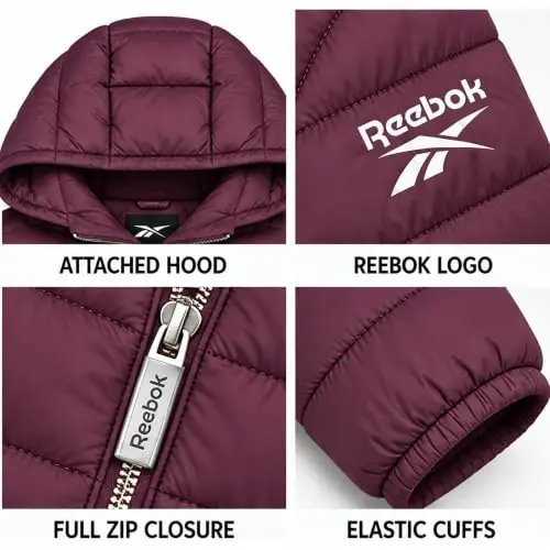 Reebok Womens Puffer Jacket Insulated Quilted Winter Parka Coat | Lightweight Glacier-Shield, Sleek Quilted Shell, Lycra-Bound Hood & Hem, Insulated Warmth, Everyday Mobility - 6