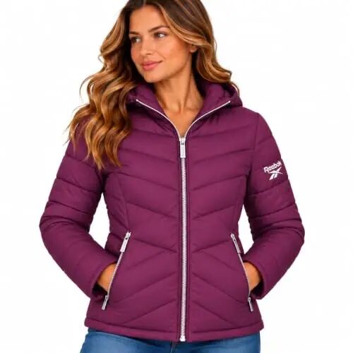 Reebok Womens Puffer Jacket Insulated Quilted Winter Parka Coat | Lightweight Glacier-Shield, Sleek Quilted Shell, Lycra-Bound Hood & Hem, Insulated Warmth, Everyday Mobility - Reebok