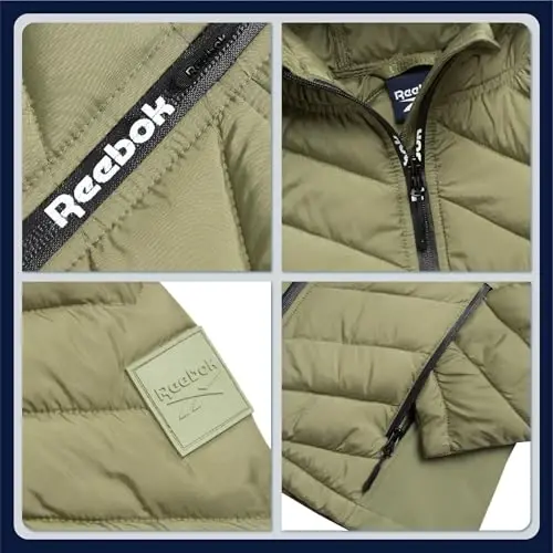 Reebok Womens Puffer Jacket - Midweight Quilted Snow Glacier Shield Full Zip Winter Coat for Women with Hood & Zip Pockets - 4