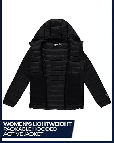 Reebok Womens Puffer Jacket - Weather Resistant Warm Packable Winter Coats for Women - Casual Quilted Jackets for Women - 4
