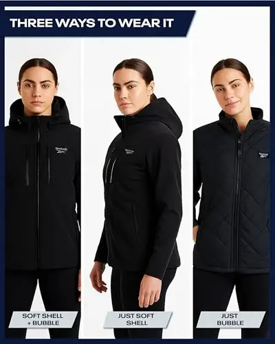 Reebok Womens Ski Jacket - Insulated 3 in 1 Inner Puffer Jacket - Wind and Water Resistant Outerwear Winter Coats for Women - 5