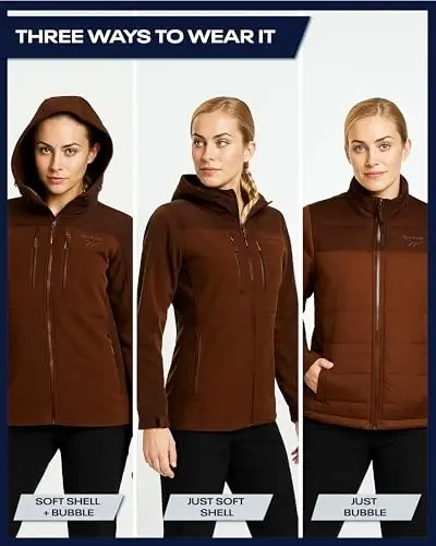 Reebok Womens Ski Jacket - Insulated 3 in 1 Inner Puffer Jacket - Wind and Water Resistant Outerwear Winter Coats for Women - 3