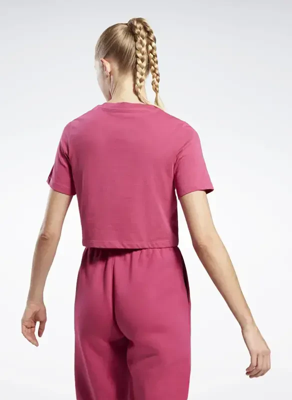 Reebok Yumaloq Yaka Düz Pushti Ayollar T-Shirt IC1259 RI BL Crop Tee - 3