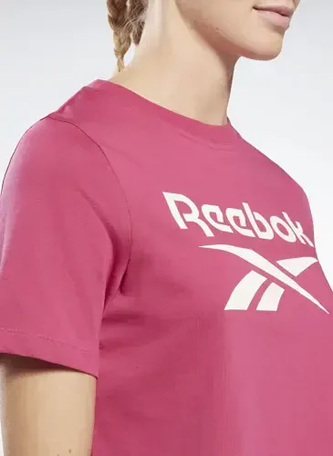 Reebok Yumaloq Yaka Düz Pushti Ayollar T-Shirt IC1259 RI BL Crop Tee - 4