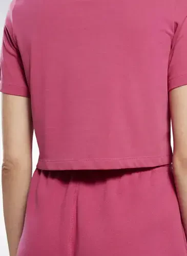 Reebok Yumaloq Yaka Düz Pushti Ayollar T-Shirt IC1259 RI BL Crop Tee - 5