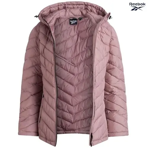 Reebok Женская Куртка - Легкая Мягкая Куртка с Подкладкой для Женщин, Зимнее Пальто с Капюшоном на Молнии с Карманами - REEBOK (1)