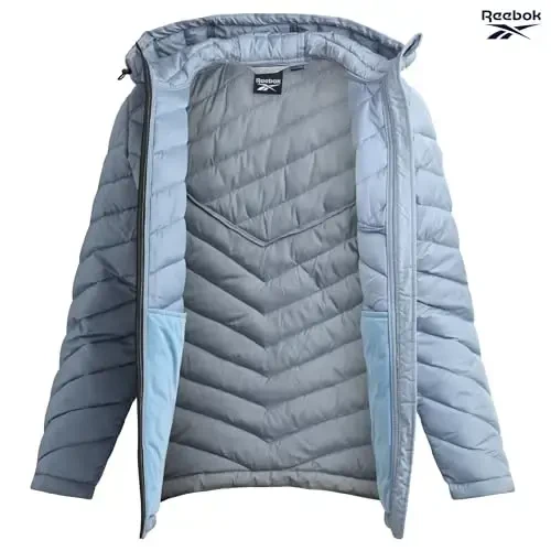 Reebok Женская куртка - Легкая Softshell Стеганые куртки для женщин На молнии с капюшоном Зимнее пальто Верхняя одежда с карманами - 2