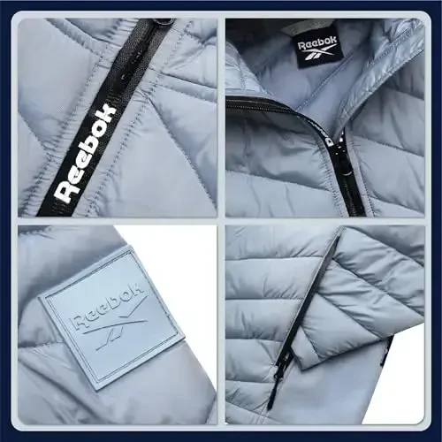 Reebok Женская куртка - Легкая Softshell Стеганые куртки для женщин На молнии с капюшоном Зимнее пальто Верхняя одежда с карманами - 3