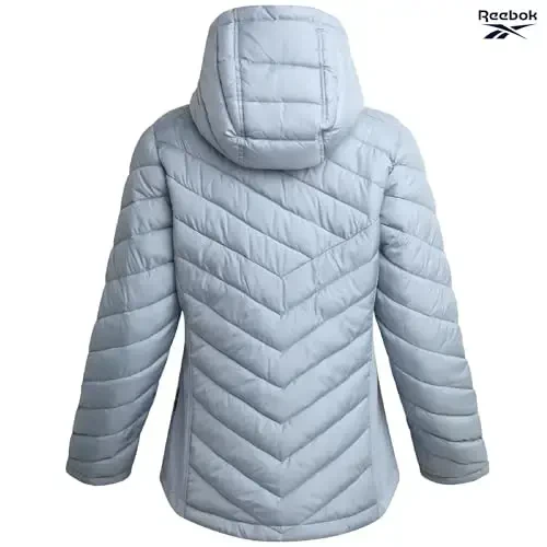 Reebok Женская куртка - Легкая Softshell Стеганые куртки для женщин На молнии с капюшоном Зимнее пальто Верхняя одежда с карманами - 6