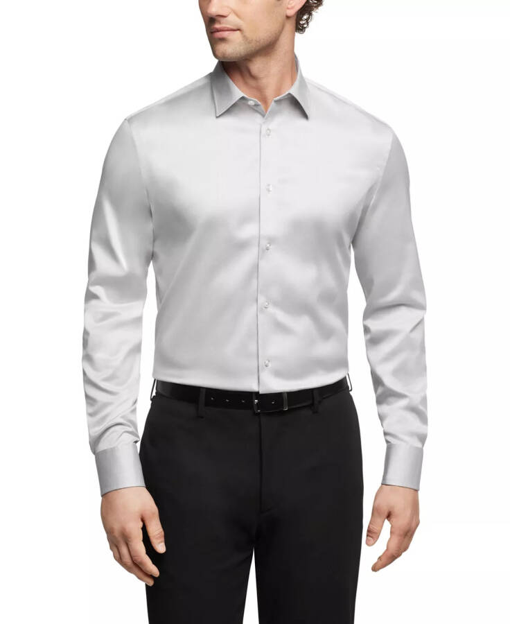 Refined Cotton Stretch, Men's Slim Fit Dress Shirt GREY - 1