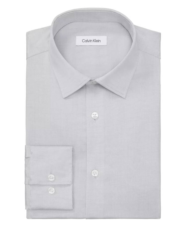 Refined Cotton Stretch, Men's Slim Fit Dress Shirt GREY - 3