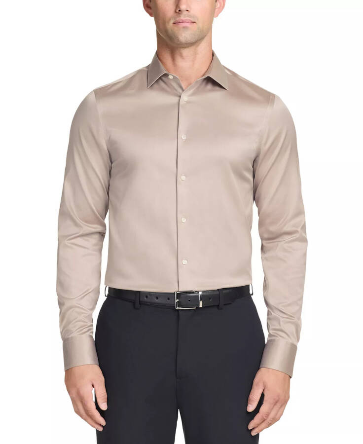 Refined Cotton Stretch, Men's Slim Fit Dress Shirt Khaki - 7