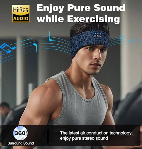 Reflective black headband headphones with high visibility, perfect for night cycling, jogging, yoga, and travel. - 5