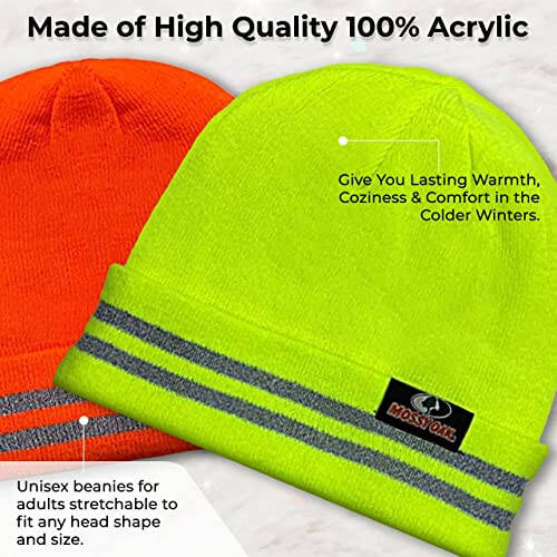 Reflective Rib Knitted Womens & Mens Hats - Warm and Cozy Beanie Hat - Unisex Winter Hat - 6