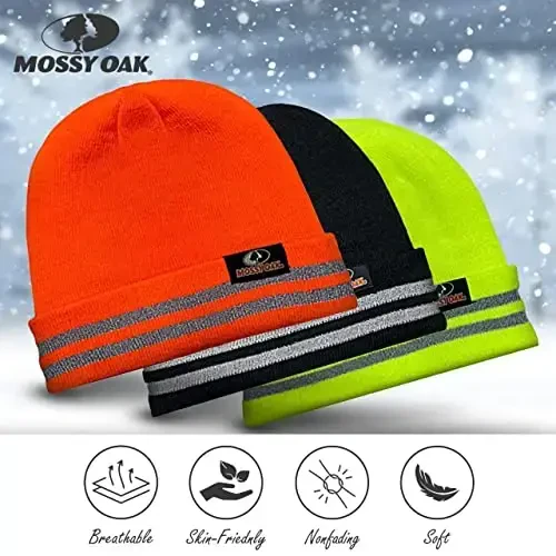 Reflective Rib Knitted Womens & Mens Hats - Warm and Cozy Beanie Hat - Unisex Winter Hat - 4