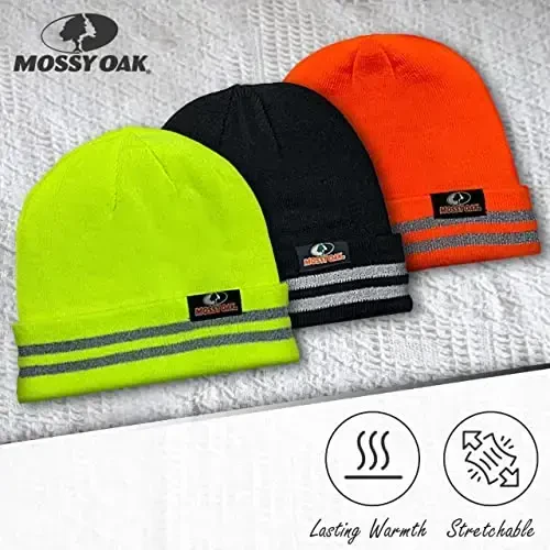 Reflective Rib Knitted Womens & Mens Hats - Warm and Cozy Beanie Hat - Unisex Winter Hat - 3