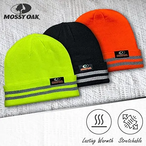 Reflective Rib Knitted Womens & Mens Hats - Warm and Cozy Beanie Hat - Unisex Winter Hat - 3