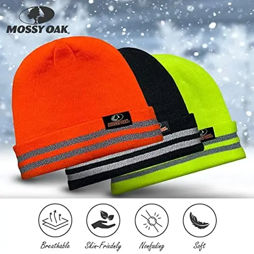 Reflective Rib Knitted Womens & Mens Hats - Warm and Cozy Beanie Hat - Unisex Winter Hat - 4