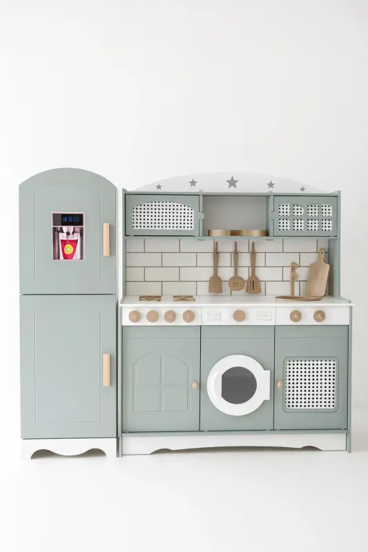 Refrigerator Toy Kitchen with Play Counter (GREEN-LED) - 2