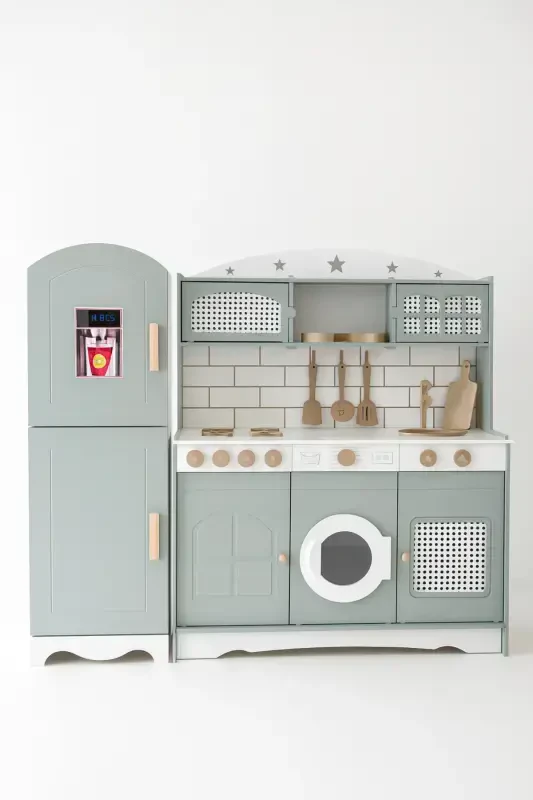 Refrigerator Toy Kitchen with Play Counter (GREEN-LED) - 2