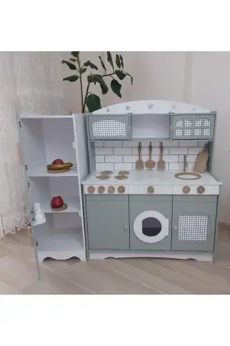 Refrigerator Toy Kitchen with Play Counter (GREEN-LED) - 5