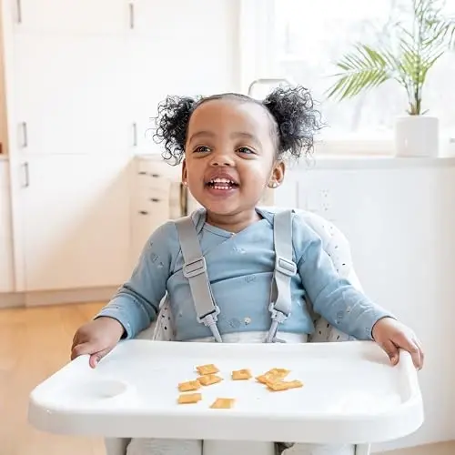 Regalo High Chair with Jelly Bean Seat Pad for Babies and Toddlers, Award Winning Brand, Removable Oversized Tray with Cup Holder, Five Point Harness, White - 4