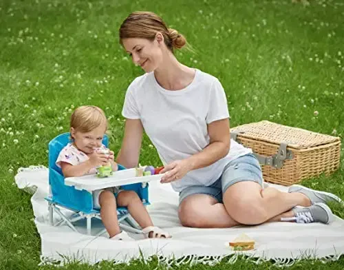 Regalo My Chair 2-in-1 Portable Travel Booster Seat & Activity Chair, Bonus Kit Includes, Oversized Removable Tray with Cup Holder, Aqua - 3