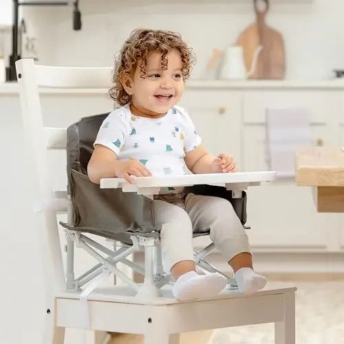 Regalo My Chair 2-in-1 Portable Travel Booster Seat & Activity Chair, Bonus Kit Includes, Oversized Removable Tray with Cup Holder, Gray - 1